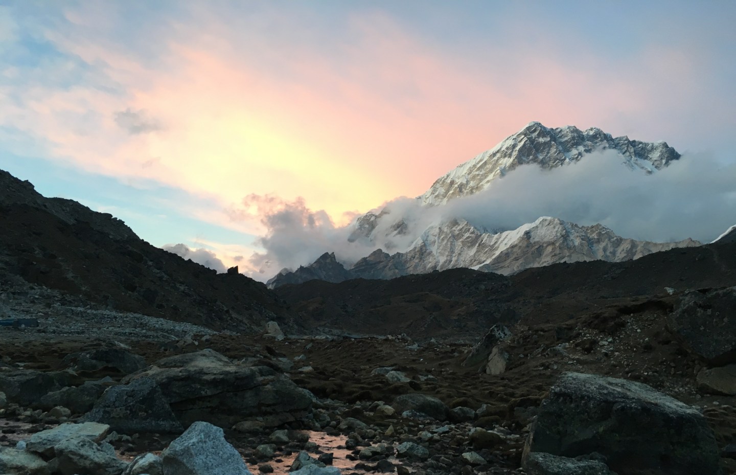 Sunset over a Himalayan mountain