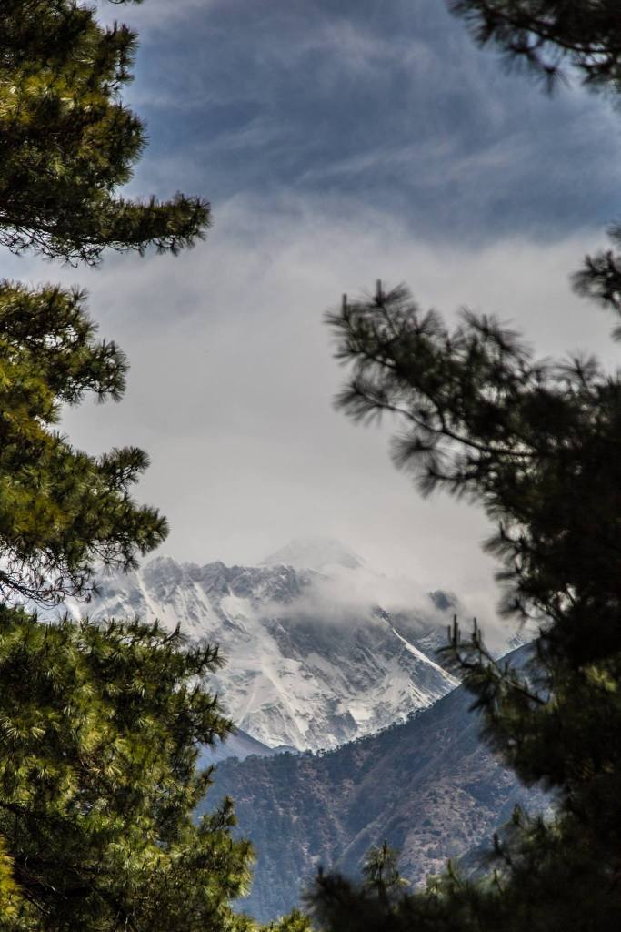 Everest behind clouds