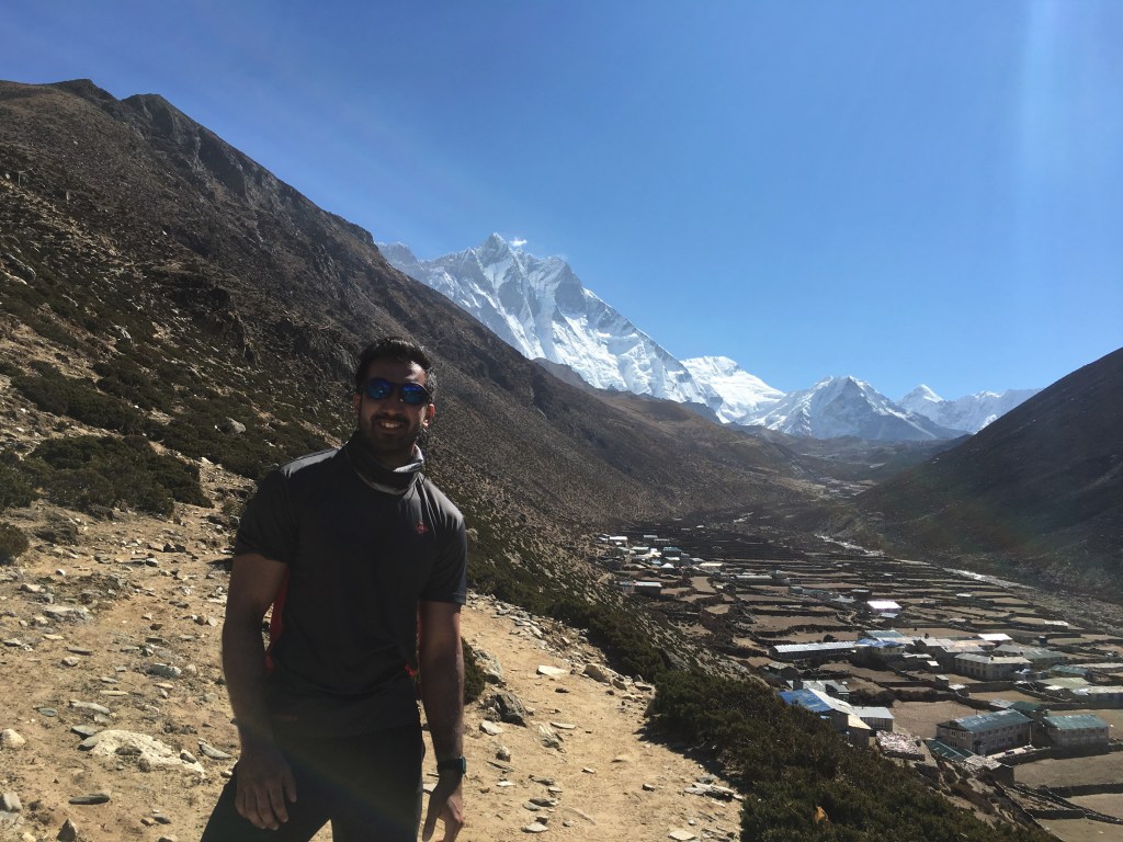 Zach standing in front of Lhotse