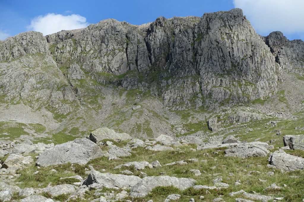 Rock cliffs near the summit of Scafell Pike